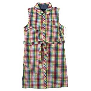 Tommy Hilfiger Multicolor Rainbow Checked Plaid Gingham Shirt Dress Size 4